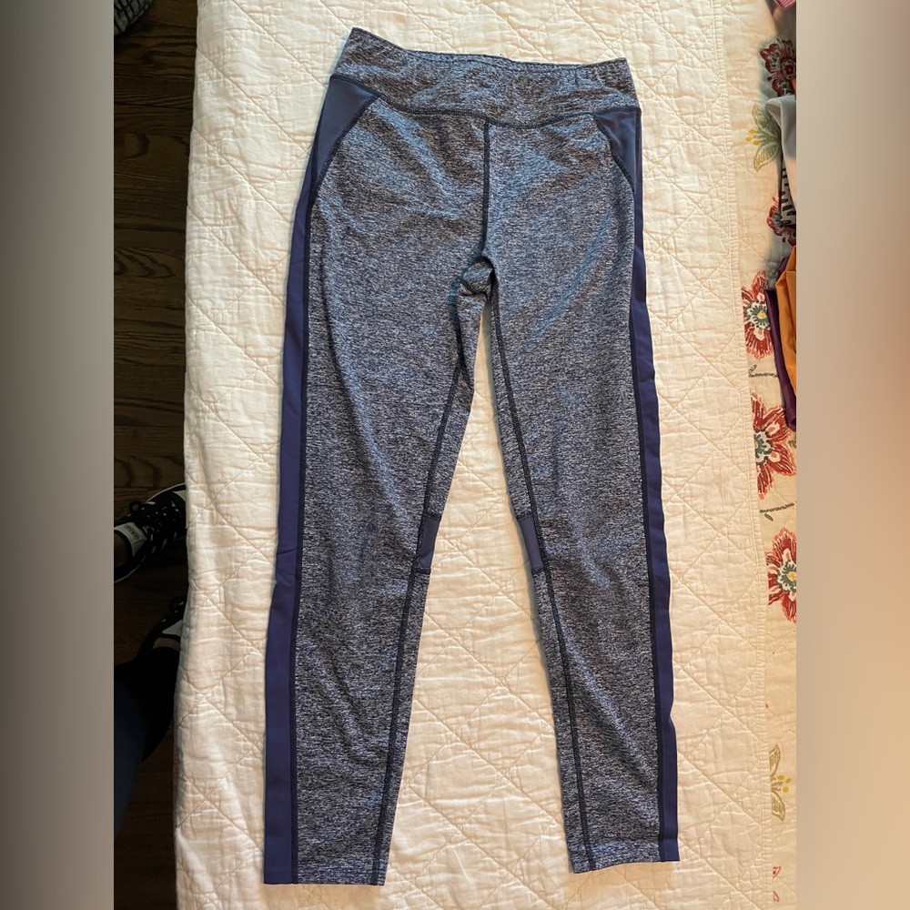 Oiselle women’s Moto Lesley brushed fleece tights Blue and Gray